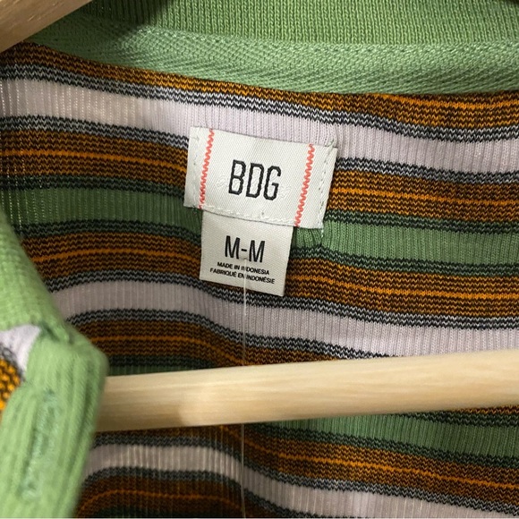 Urban Outfitters BDG Women’s Striped Green and Orange Cropped Polo Top Size M - Picture 4 of 6